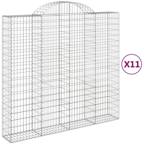 vidaXL Gabionen mit Hochbogen 11Stk. 200x50x180/200cm Verzinktes Eisen