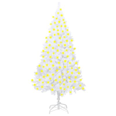 vidaXL Künstlicher Weihnachtsbaum mit LEDs & Dicken Zweigen Weiß 210cm