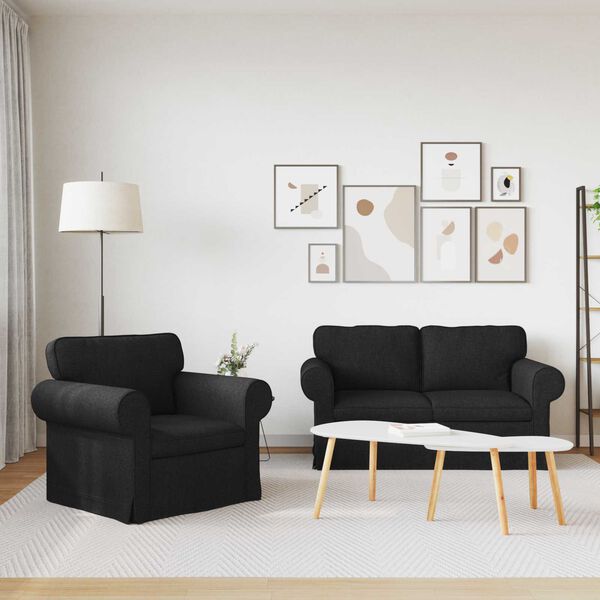 vidaXL Sofa 120cm 2 pcs Schwarz Metall