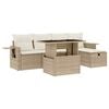 vidaXL 6-tlg. Garten-Sofagarnitur mit Kissen Beige Poly Rattan