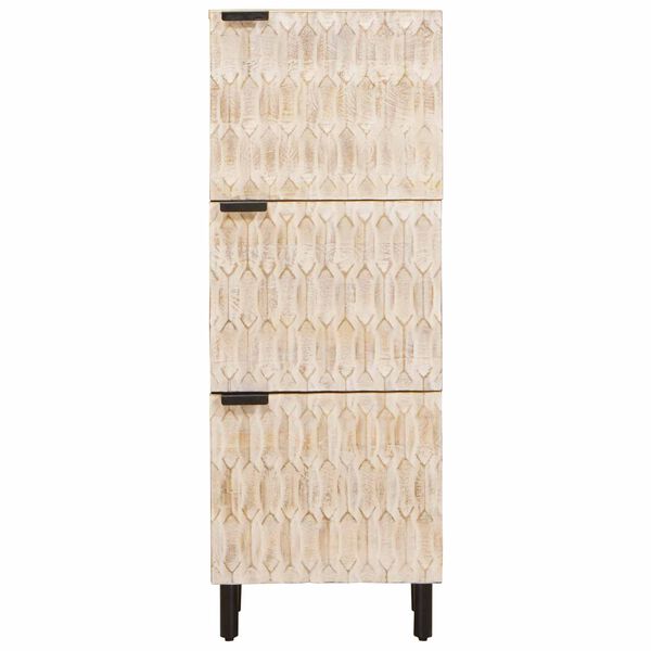 vidaXL Highboard mit T&uuml;r Wei&szlig;e gewaschene Oberfl&auml;che 40 x 33 x 110 cm