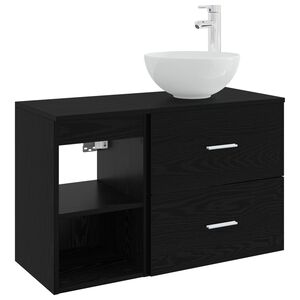 vidaXL Badezimmerm&ouml;bel-Set 2 pcs Schwarze Eiche Holzwerkstoff