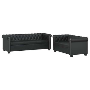vidaXL Chesterfield-Sofas 2-Sitzer und 3-Sitzer Kunstleder Schwarz