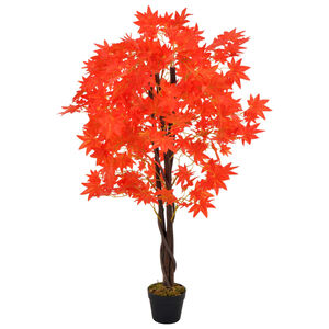 vidaXL K&uuml;nstliche Pflanze Ahornbaum mit Topf Rot 120 cm
