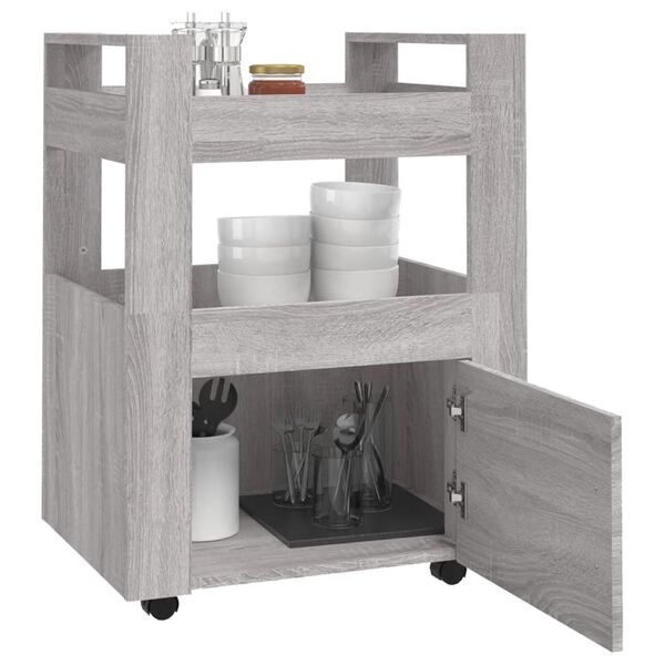 vidaXL Küchenwagen Grau Sonoma 60x45x80 cm Holzwerkstoff