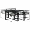 vidaXL 7-tlg. Garten-Essgruppe mit Kissen Schwarz Poly Rattan