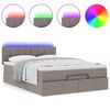 vidaXL Ottomane Bett mit Matratze & LEDs Taupe 140x200 cm Stoff
