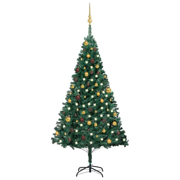 vidaXL K&uuml;nstlicher Weihnachtsbaum mit Beleuchtung & Kugeln Gr&uuml;n 180 cm