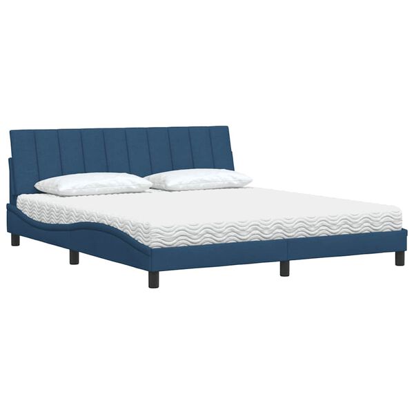 vidaXL Bett mit Matratze "Hanko" Blau 180x200 cm Stoff