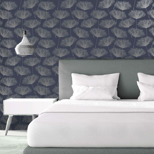DUTCH WALLCOVERINGS Tapete Fleur Marineblau und Grau