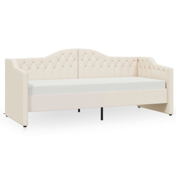 vidaXL Tagesbett mit Matratze USB Creme Stoff 90x200 cm