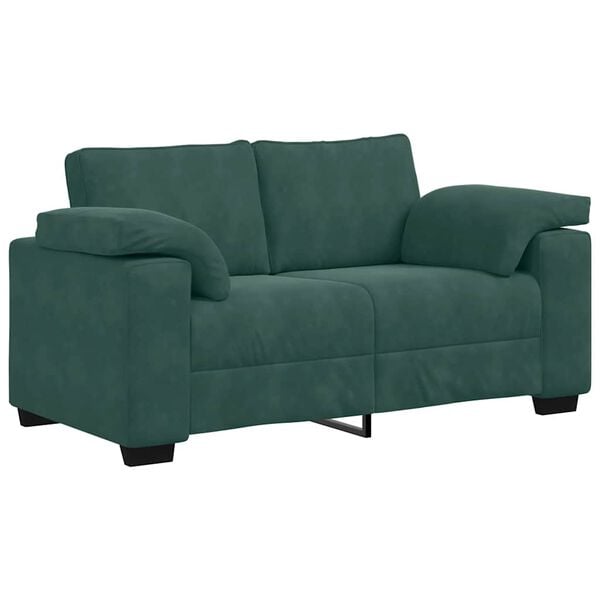 vidaXL 2-teiliges Sofa-Set mit Kissen, dunkelgr&uuml;ner Samt