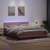 vidaXL Boxspringbett mit Matratze & LED Rosa 180x210 cm Samt