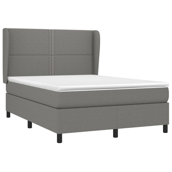 vidaXL Boxspringbett mit Matratze Dunkelgrau 140x190 cm Stoff