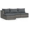 vidaXL 4-tlg. Garten-Lounge-Set mit Kissen Grau Poly Rattan