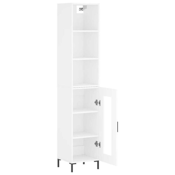 vidaXL Highboard Hochglanz-Wei&szlig; 34,5x34x180 cm Holzwerkstoff