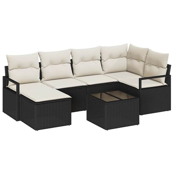 vidaXL Sofa Set 7 pcs Schwarz Poly-Rattan