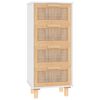 vidaXL Sideboard Wei&szlig; 40x30x90 cm Massivholz Kiefer und Natur-Rattan