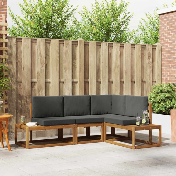 vidaXL Outdoor-Sofagarnitur mit Kissen 4 St&uuml;ck Natur und Anthrazit