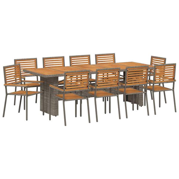 vidaXL Garten Essgruppe 11 pcs Grau und Braun Poly-Rattan
