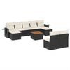 vidaXL 10-tlg. Garten-Sofagarnitur mit Kissen Schwarz Poly Rattan