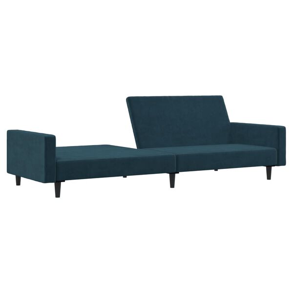 vidaXL Schlafsofa 2-Sitzer Blau Samt