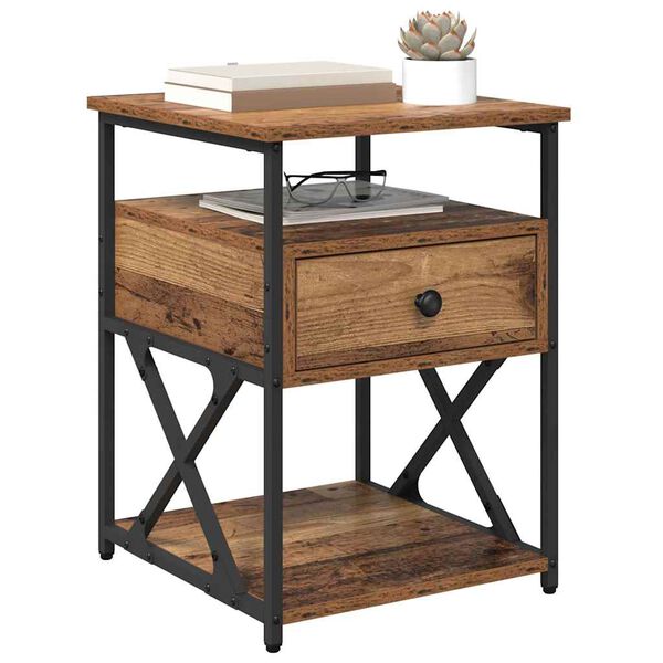 vidaXL Nachttisch mit Schubladen Altholz 40 x 42 x 55 cm Holzwerkstoff