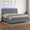 vidaXL Boxspringbett mit Matratze & LED Dunkelgrau 200x200 cm Stoff
