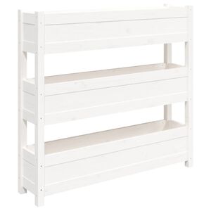 vidaXL Pflanzk&uuml;bel Wei&szlig; 112x25x104,5 cm Massivholz Kiefer