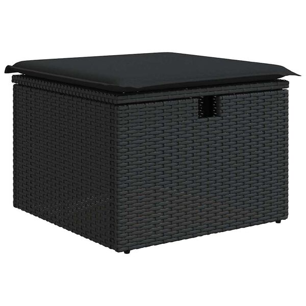 vidaXL 2-tlg. Garten-Sofagarnitur mit Kissen Schwarz Poly Rattan