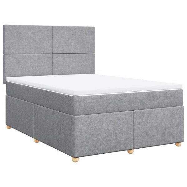 vidaXL Boxspringbett mit Matratze Hellgrau 160x200 cm Stoff