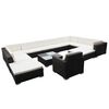 vidaXL 12-tlg. Garten-Lounge-Set mit Kissen Poly Rattan Schwarz