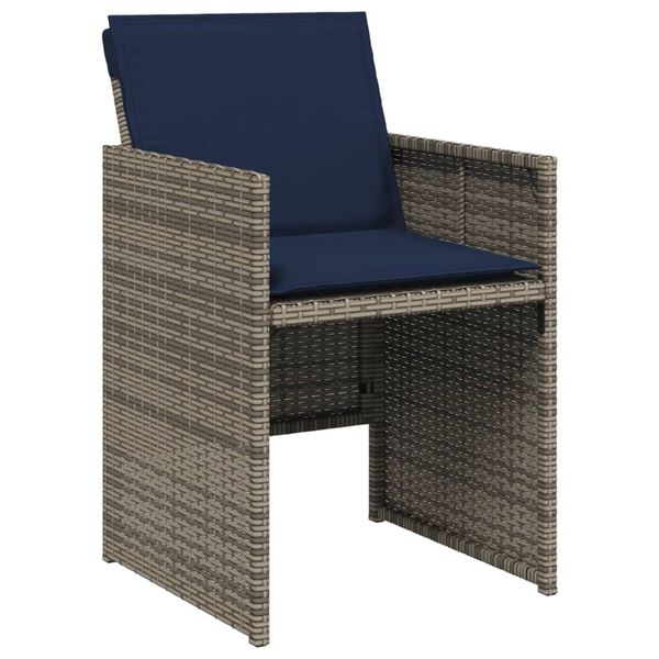 vidaXL 11-teiliges Garten-Ess-Set mit Kissen, grau, Polyrattan