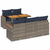 vidaXL 6-tlg. Garten-Sofagarnitur mit Kissen Grau Poly Rattan