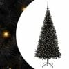vidaXL Weihnachtsbaum mit LED-Beleuchtung Schwarz 180 cm PVC und Stahl