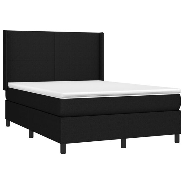 vidaXL Boxspringbett mit Matratze & LED Schwarz 140x190 cm Stoff