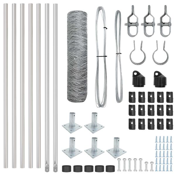 vidaXL Zaunpfosten Silber 10 x 0,5 m (36 mm Mesh) Stahl