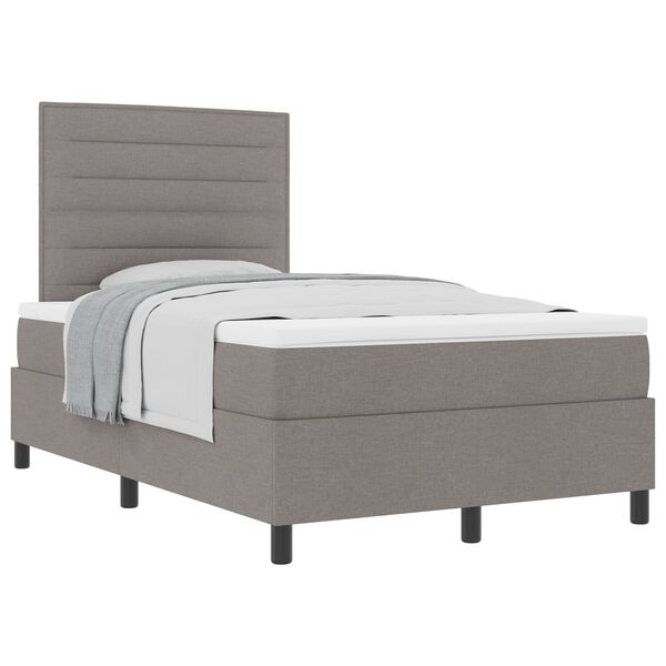 vidaXL Boxspringbett mit Matratze Taupe 120 x 200 cm Stoff