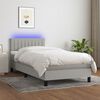 vidaXL Boxspringbett mit Matratze & LED Hellgrau 100x200 cm Stoff