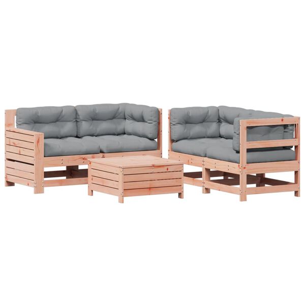 vidaXL 5-tlg. Garten-Lounge-Set mit Kissen Massivholz Douglasie