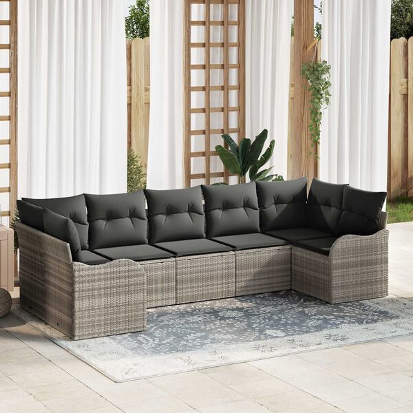vidaXL Gartensofa-set Hellgrau Poly-Rattan