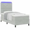 vidaXL LED Boxspringbett mit Matratze Hellgrau 90 x 200 cm Stoff