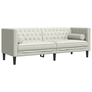 vidaXL Chesterfield-Sofa mit Nackenrollen 3-Sitzer Creme Samt