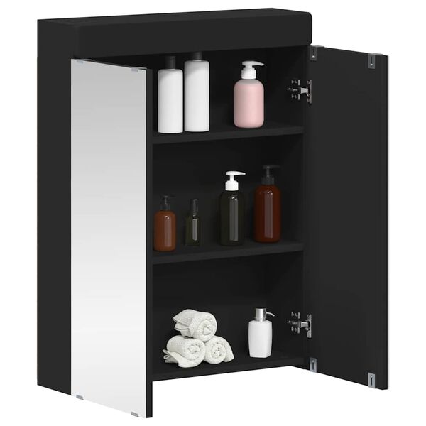 vidaXL Badezimmerspiegelschrank TULUM Schwarz 60 x 16,5 x 78 cm