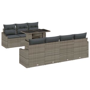 vidaXL Garten-Sofa-Set mit Speicher 8 pcs Grau Poly Rattan