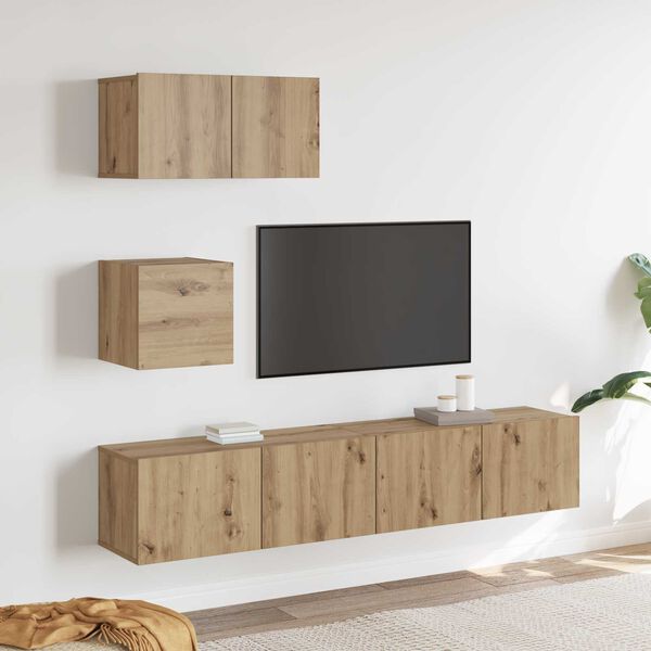vidaXL TV-Schrankset Wandmontiert 3 pcs Artisan-Eiche Holzwerkstoff
