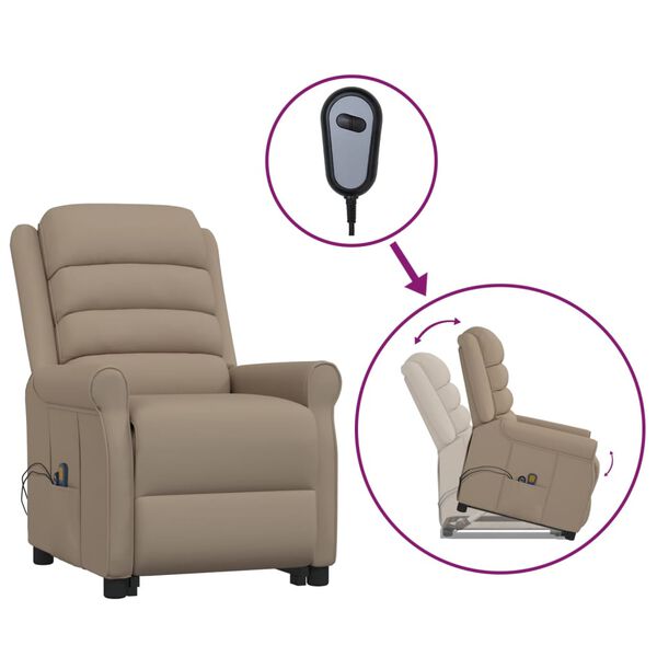 vidaXL Massagesessel mit Aufstehhilfe Cappuccino-Braun Kunstleder