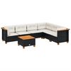 vidaXL 7-tlg. Garten-Sofagarnitur mit Kissen Schwarz Poly Rattan