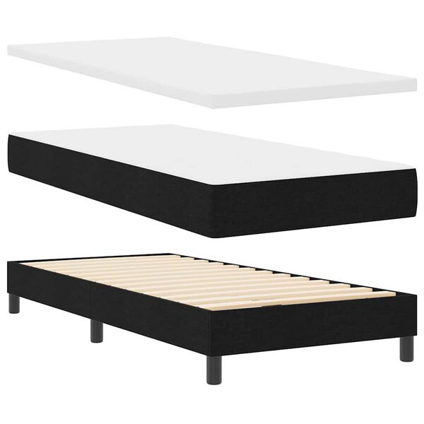 vidaXL Boxspringbett mit Kopfteil Schwarz 200 x 80 cm Stoff
