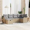 vidaXL Garten-Sofa-Set mit Kissen 6 pcs Beige und Hellgrau Poly Rattan